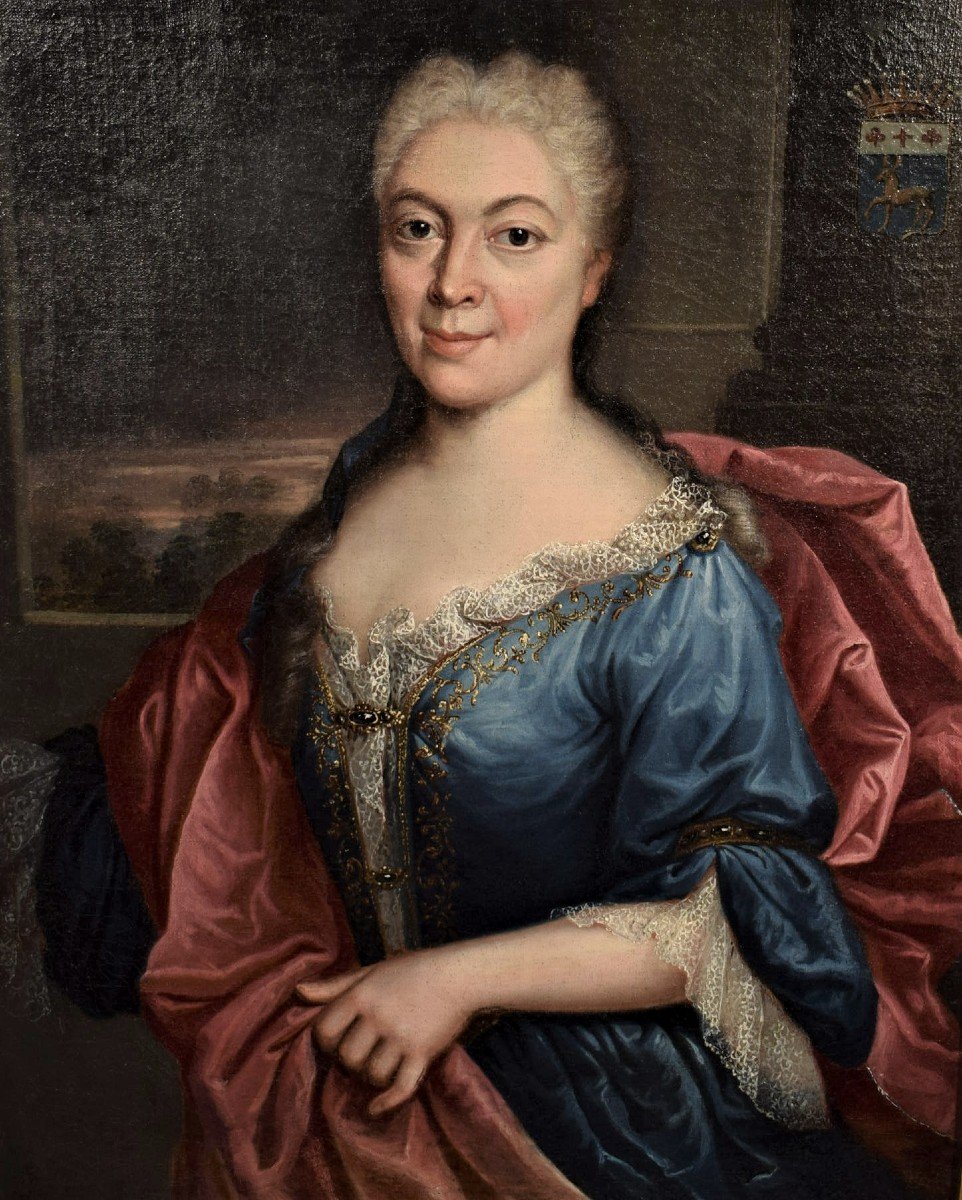 Paire De Portraits Atelier Nicolas De Largillière Vers 1730-photo-2