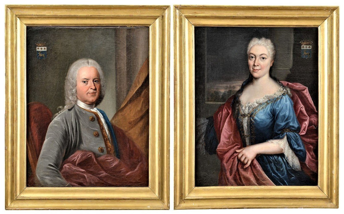 Paire De Portraits Atelier Nicolas De Largillière Vers 1730-photo-7