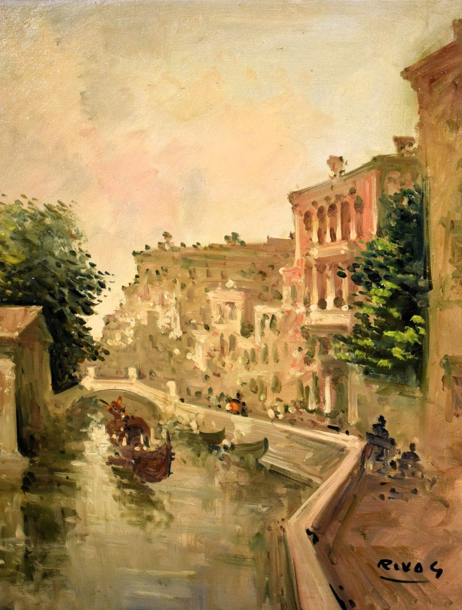 Venezia, il Rio di San Trovaso  - Giuseppe Riva (Ivrea 1834 -1916)-photo-1