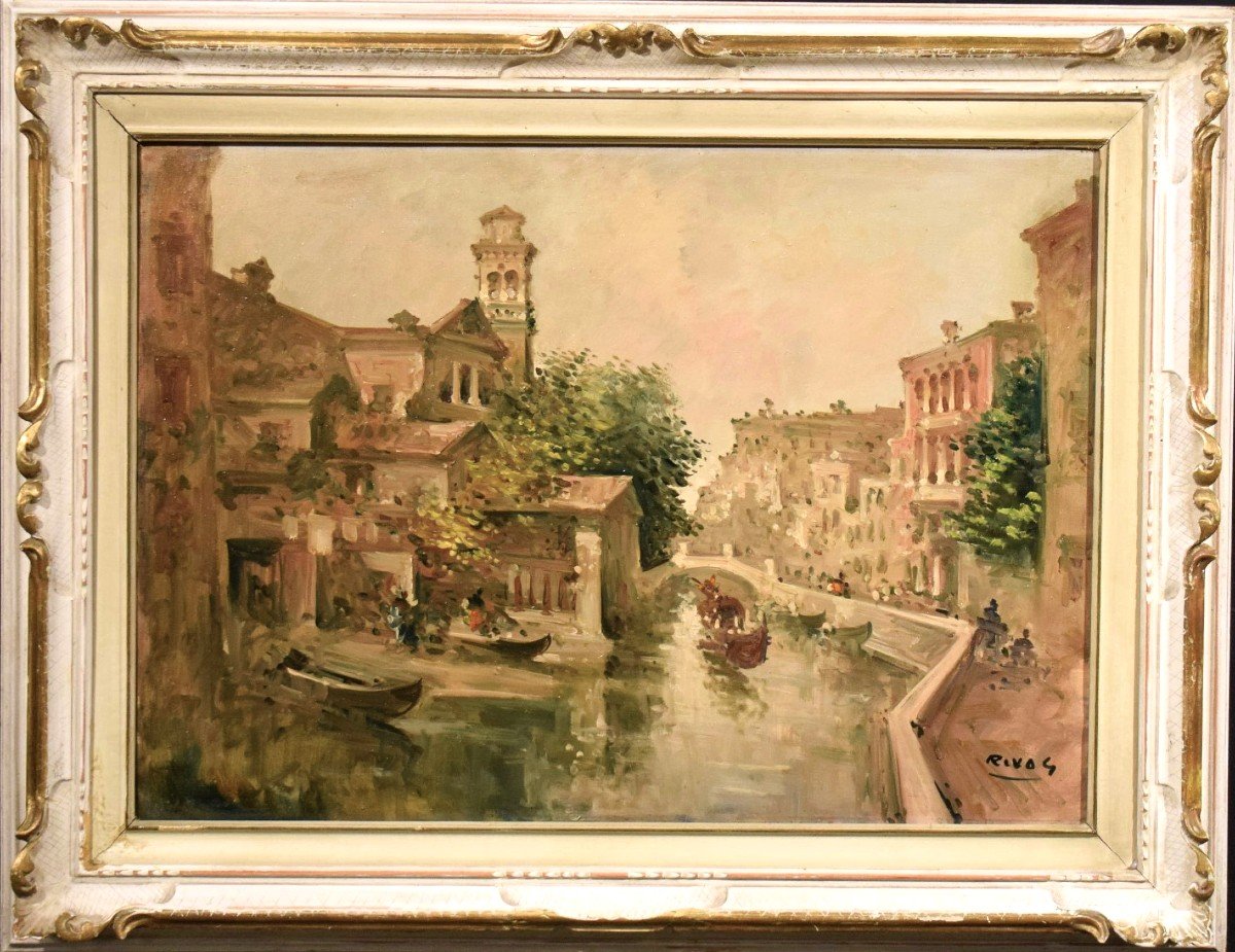 Venezia, il Rio di San Trovaso  - Giuseppe Riva (Ivrea 1834 -1916)