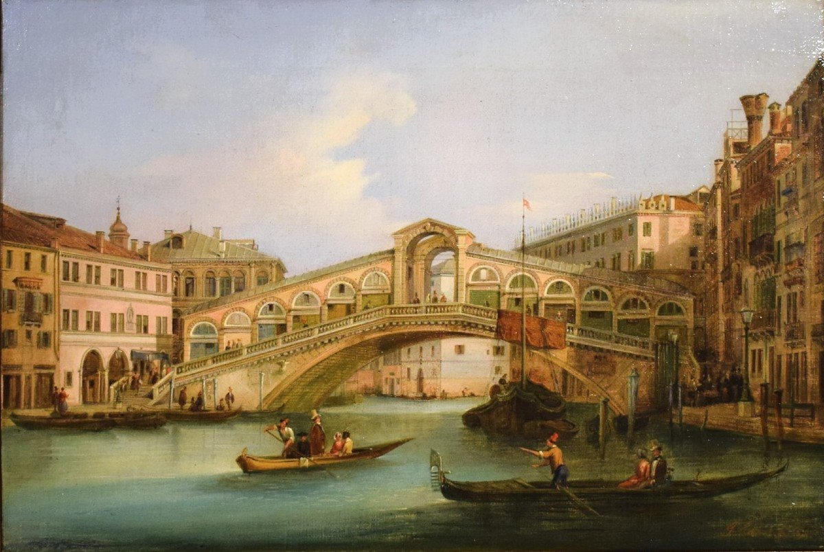  Venezia, Il Ponte di Rialto -  Giuseppe Coen (Treviso 1811–1856 Venezia)-photo-2