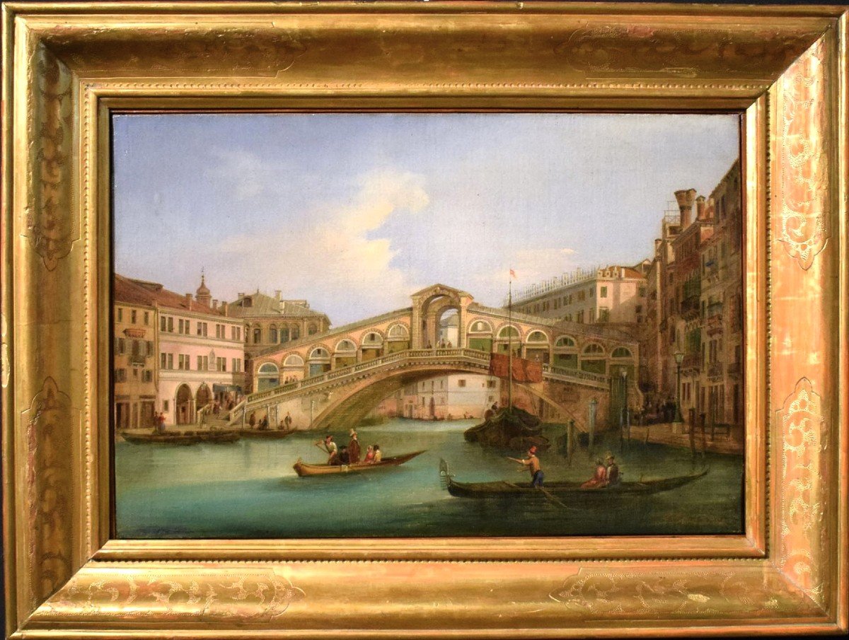  Venezia, Il Ponte di Rialto -  Giuseppe Coen (Treviso 1811–1856 Venezia)