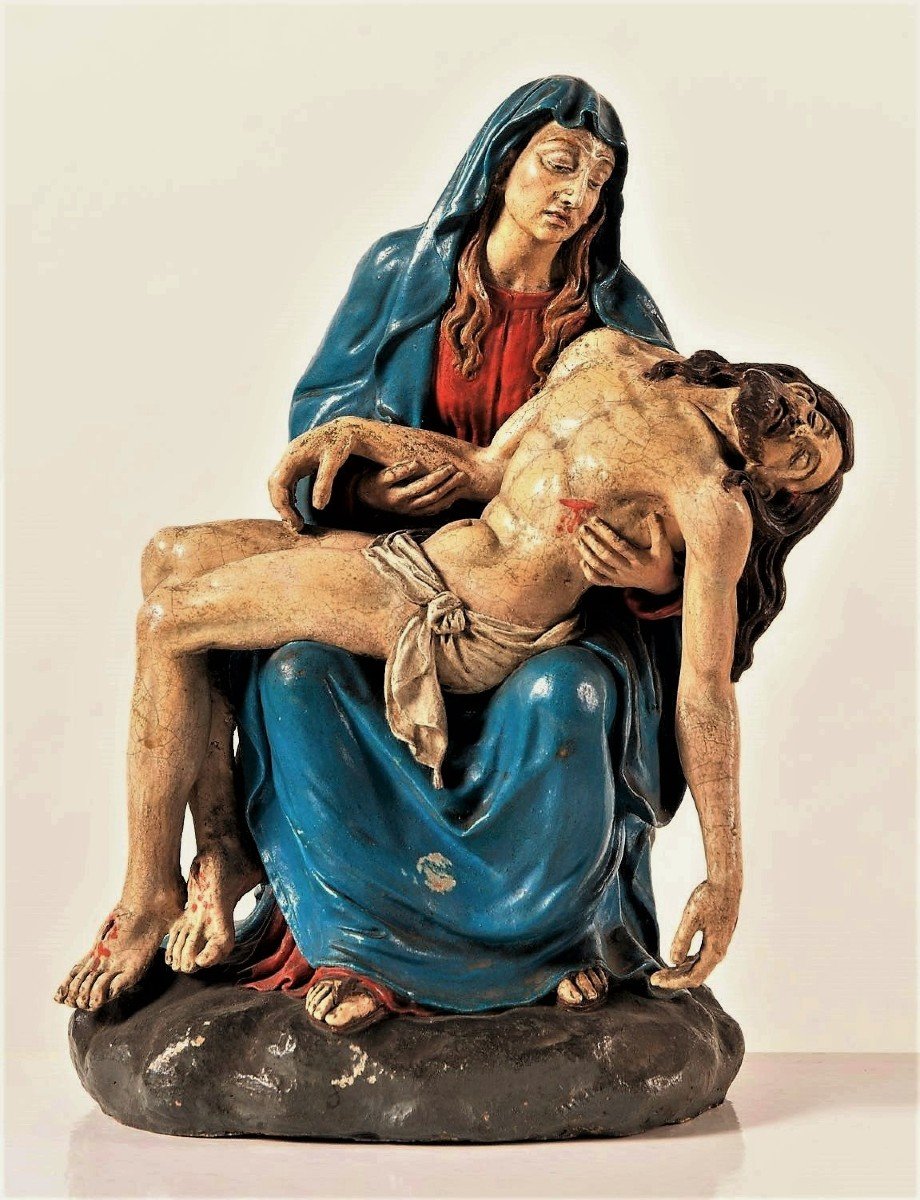 Pietà -  Scultura in terracotta policroma Bologna, 1750 circa-photo-2