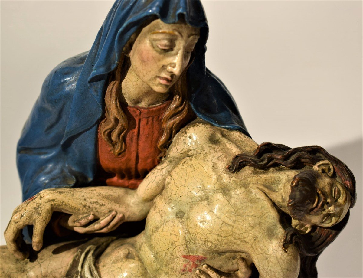 Pietà -  Scultura in terracotta policroma Bologna, 1750 circa-photo-3