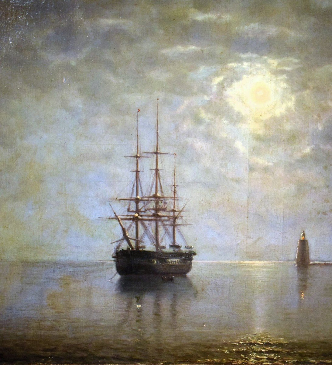 Venezia, San Giorgio Maggiore al chiaro di luna.- Baron Deslanders E.A.  firma e data 1877-photo-3