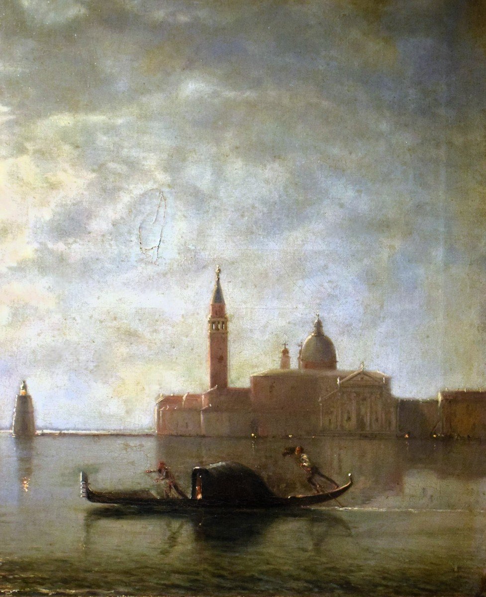 Venezia, San Giorgio Maggiore al chiaro di luna.- Baron Deslanders E.A.  firma e data 1877-photo-4