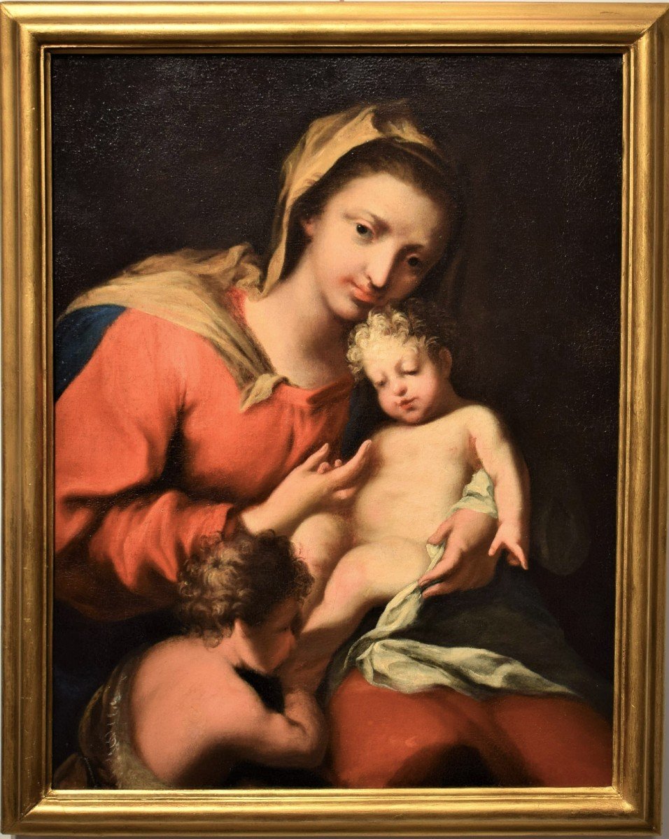 Madonna col Bambino e San Giovannino  -Jacopo Amigoni (Napoli1682-Madrid 1752) bottega-photo-6