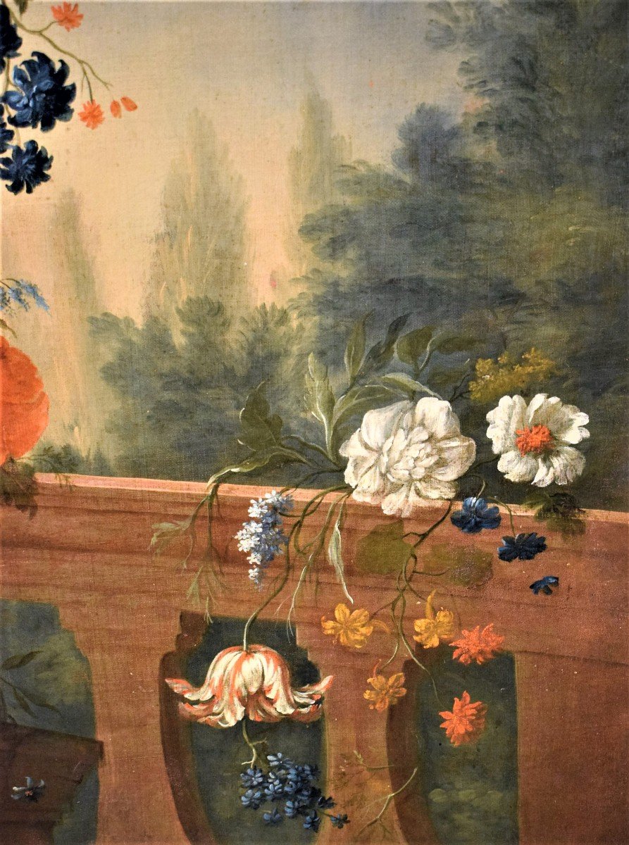 Natura Morta di fiori con Putto e Fontana -  Antonio Rapous (Torino 1733-1819) -photo-3