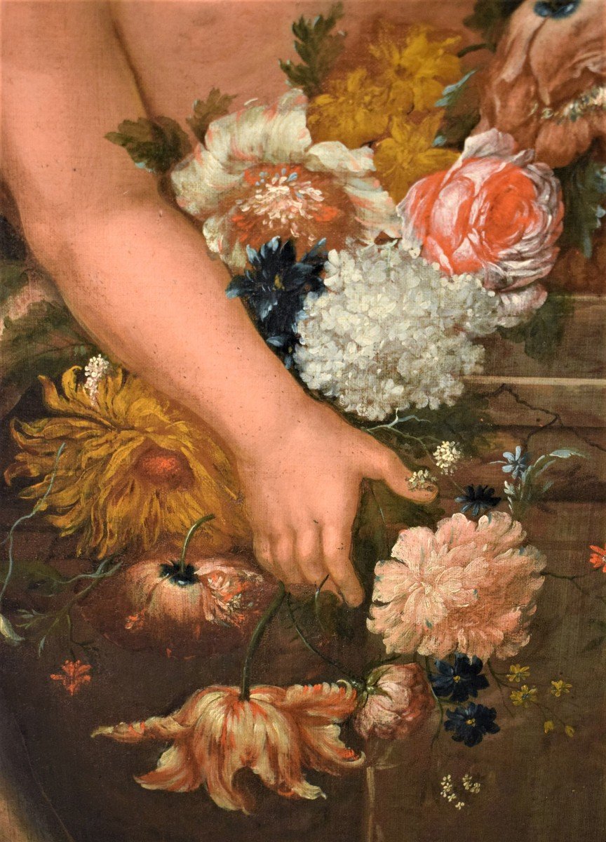 Natura Morta di fiori con Putto e Fontana -  Antonio Rapous (Torino 1733-1819) -photo-4