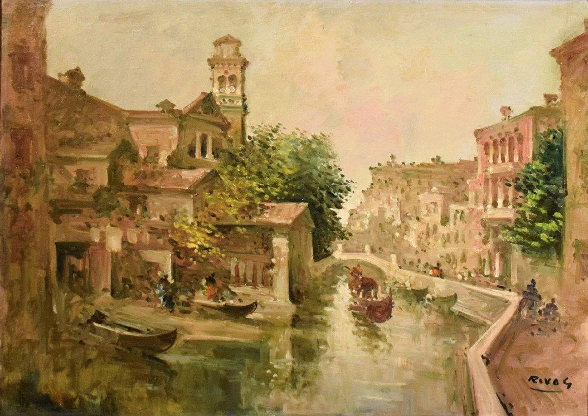 Venezia, il Rio di San Trovaso - Giuseppe Riva (Ivrea 1834 -1916)-photo-4