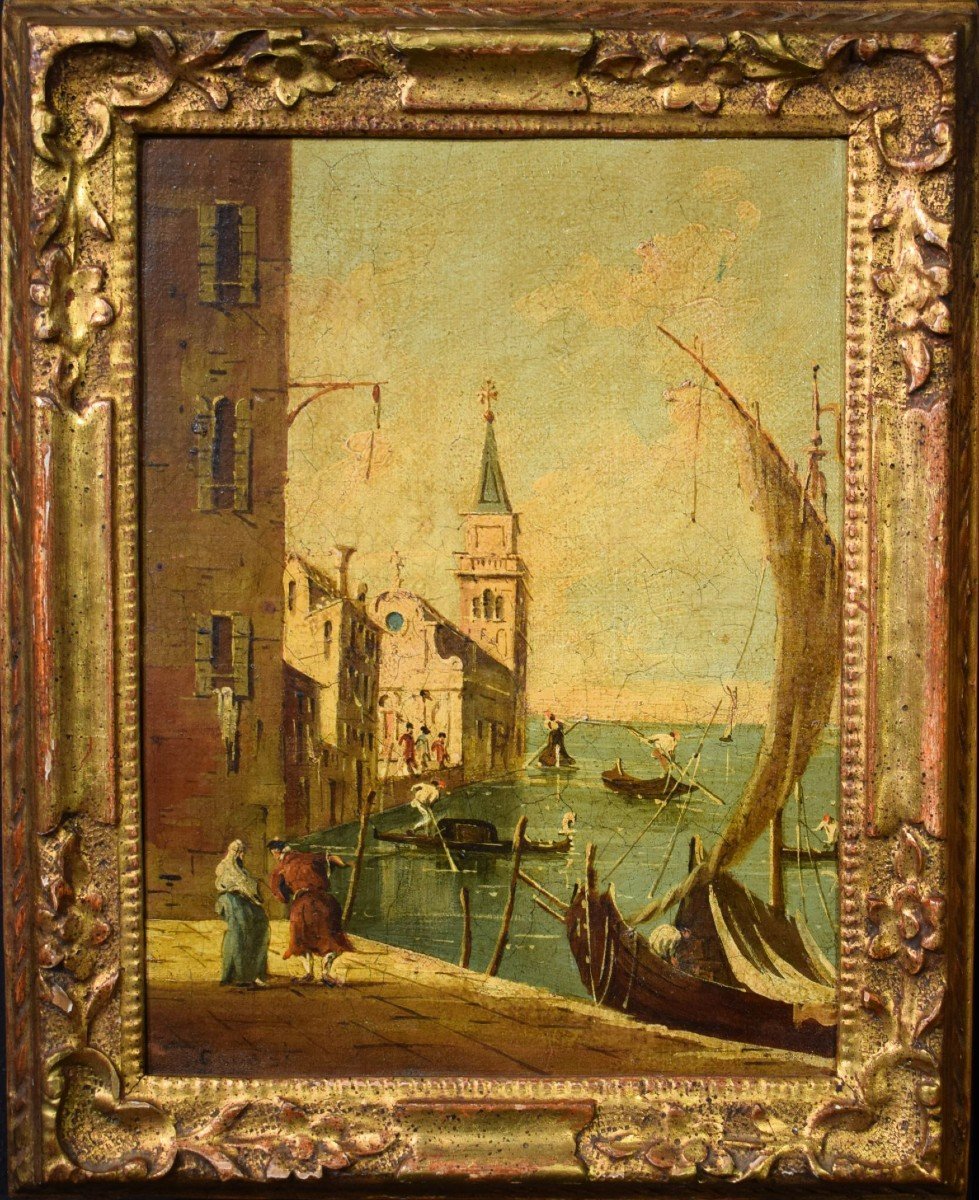 Coppia di Vedute Veneziane - maniera di Francesco Guardi, fine dell'800-photo-2