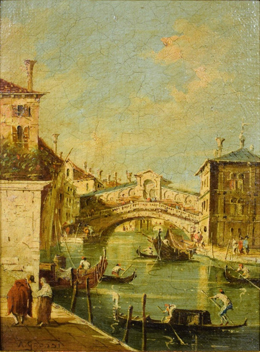 Coppia di Vedute Veneziane - maniera di Francesco Guardi, fine dell'800-photo-3