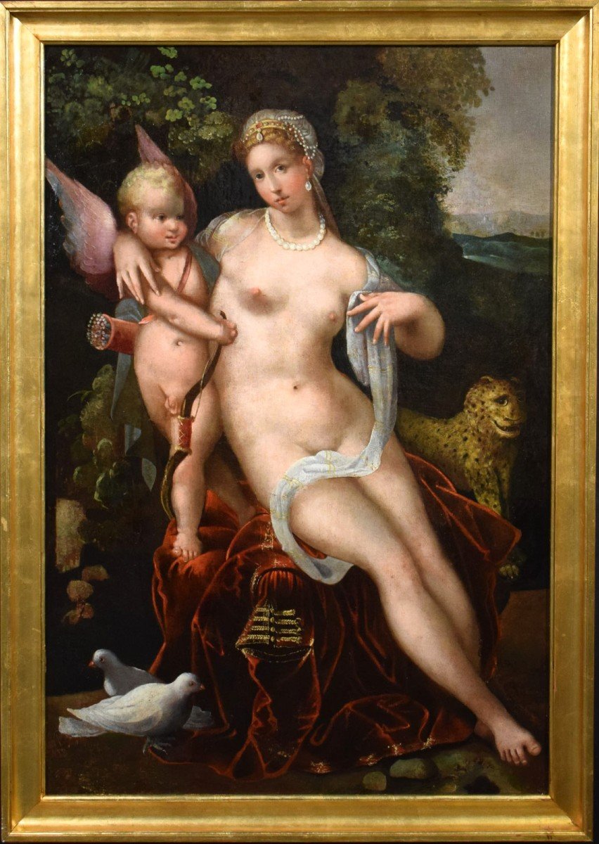 Venere e Cupido -  Entourage di Paolo Veronese (Verona 1528-Venezia 1588)-photo-2