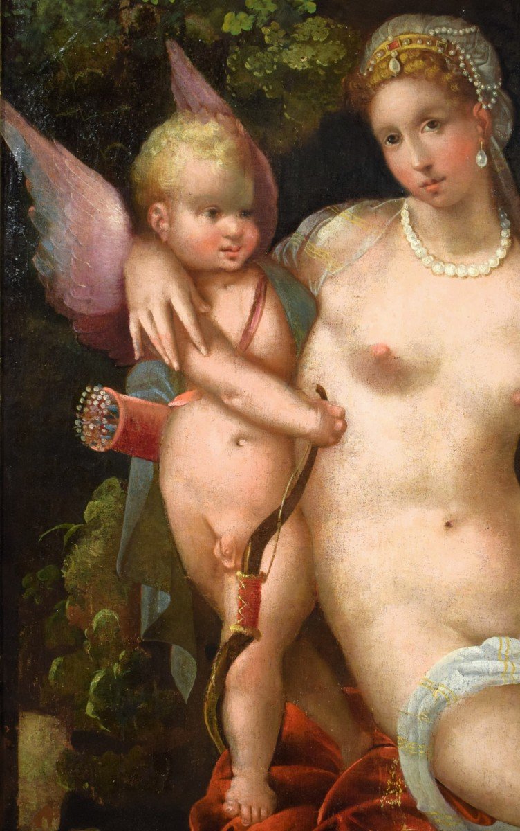 Venere e Cupido -  Entourage di Paolo Veronese (Verona 1528-Venezia 1588)-photo-3