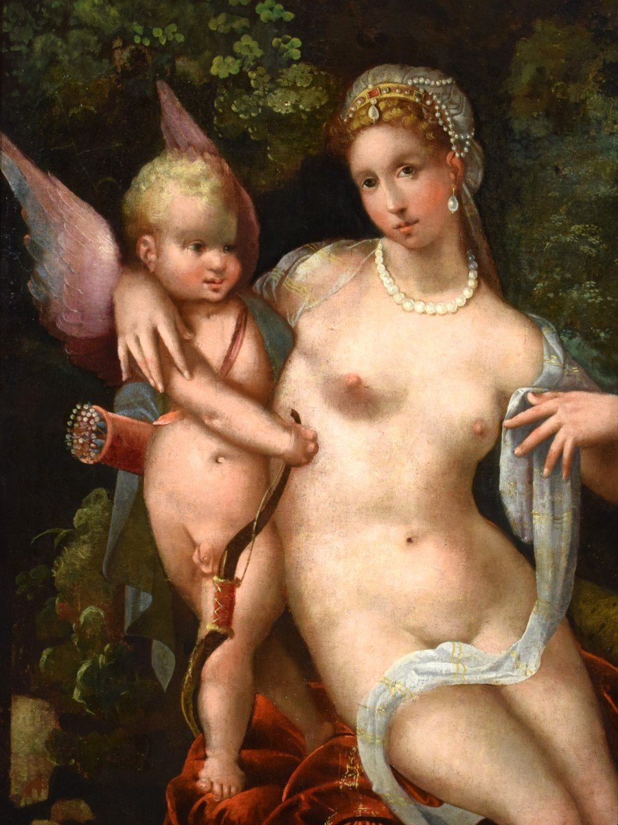 Venere e Cupido -  Entourage di Paolo Veronese (Verona 1528-Venezia 1588)-photo-1