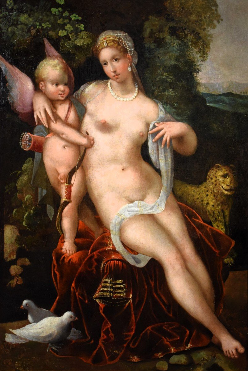 Venere e Cupido -  Entourage di Paolo Veronese (Verona 1528-Venezia 1588)