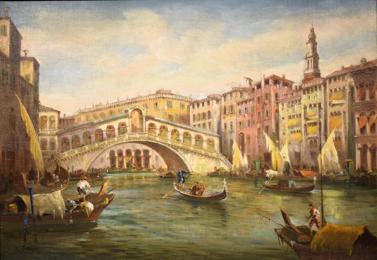 Canal Grande e Ponte di Rialto Angelo Trentin (Udine 1850- Vienna 1912)-photo-2