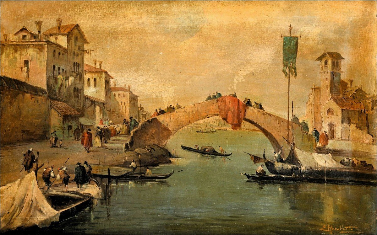 Veduta veneziana  - Scuola di Francesco Guardi - Venezia, fine '800-photo-2