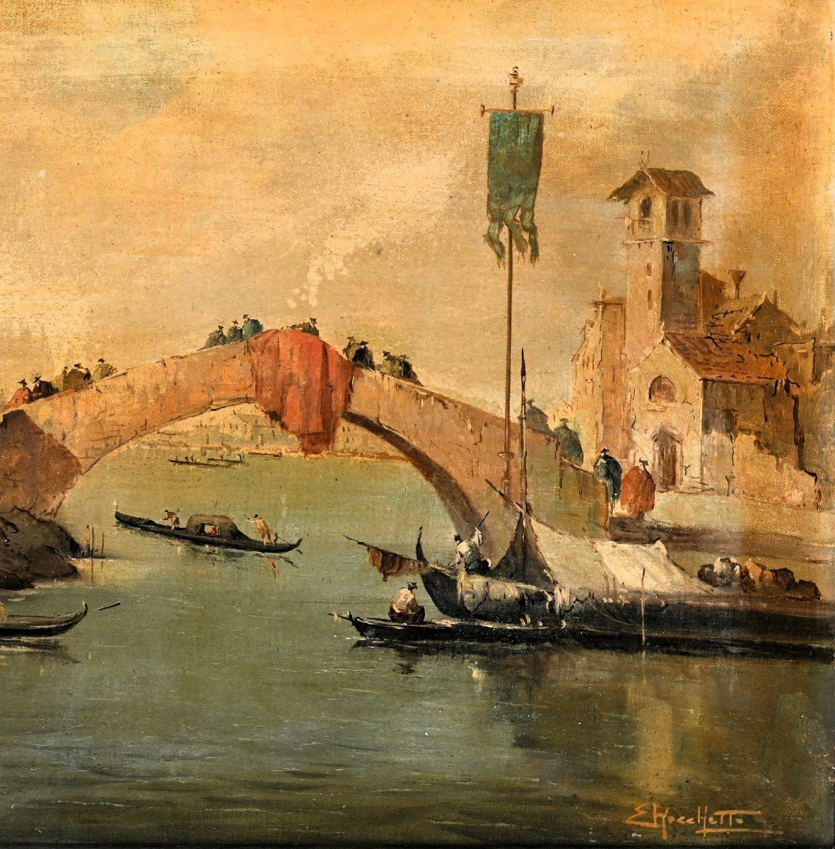 Veduta veneziana  - Scuola di Francesco Guardi - Venezia, fine '800-photo-4