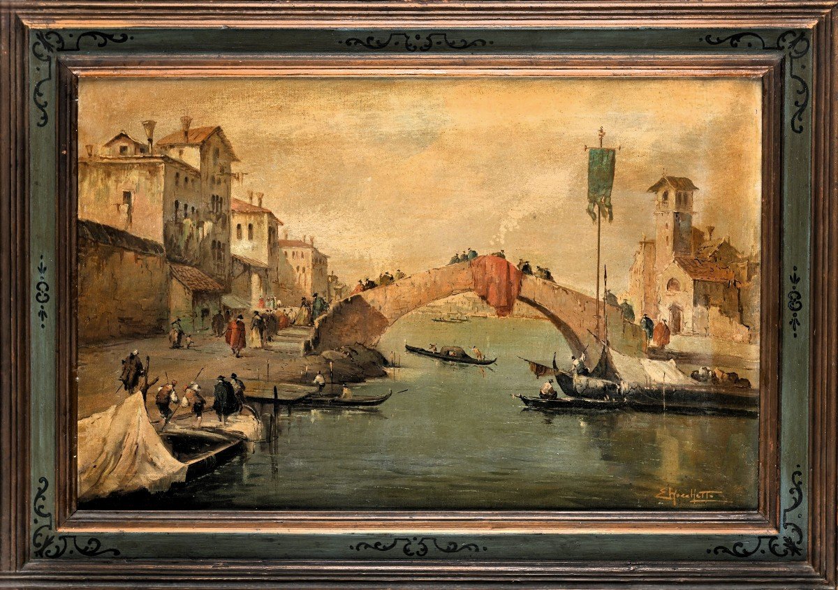 Veduta veneziana  - Scuola di Francesco Guardi - Venezia, fine '800