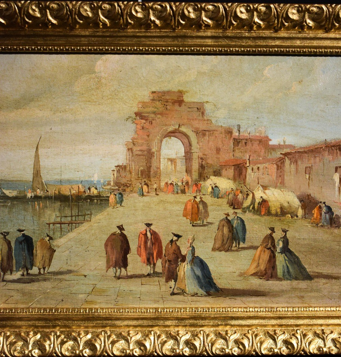 Capriccio veneziano  - Scuola di Francesco Guardi. Fine '800-photo-4