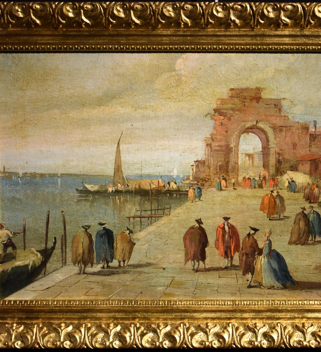 Capriccio veneziano  - Scuola di Francesco Guardi. Fine '800-photo-3