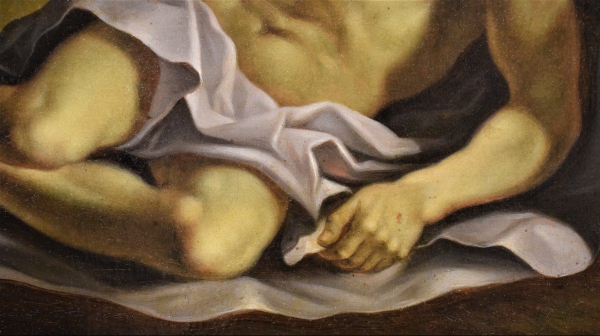 Christ mort pleuré par deux Anges - Bologne XVIIème  (Guercino)-photo-3