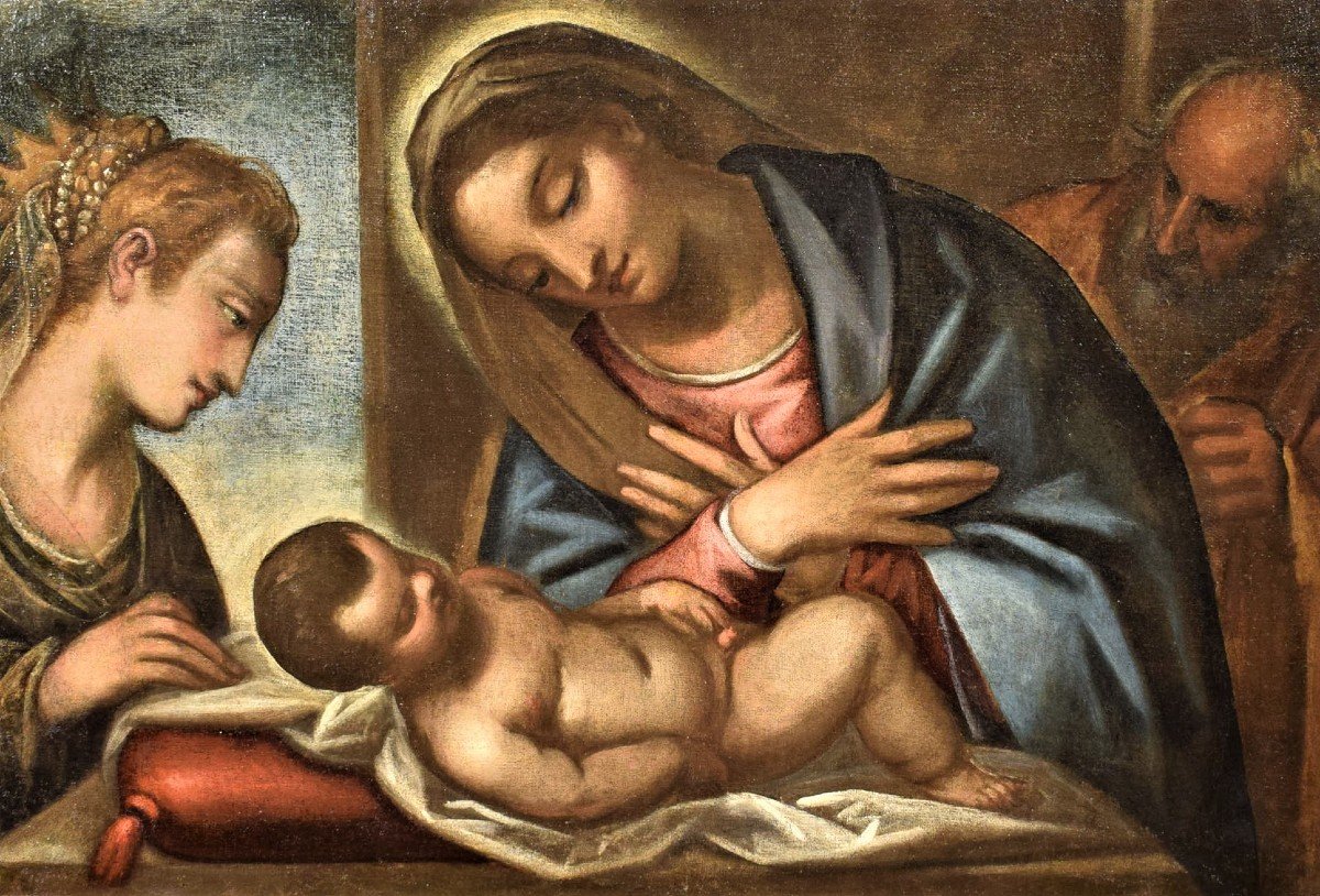 Sacra Famiglia con Santa  Caterina Luca Cambiaso  XVI° secolo bottega-photo-2