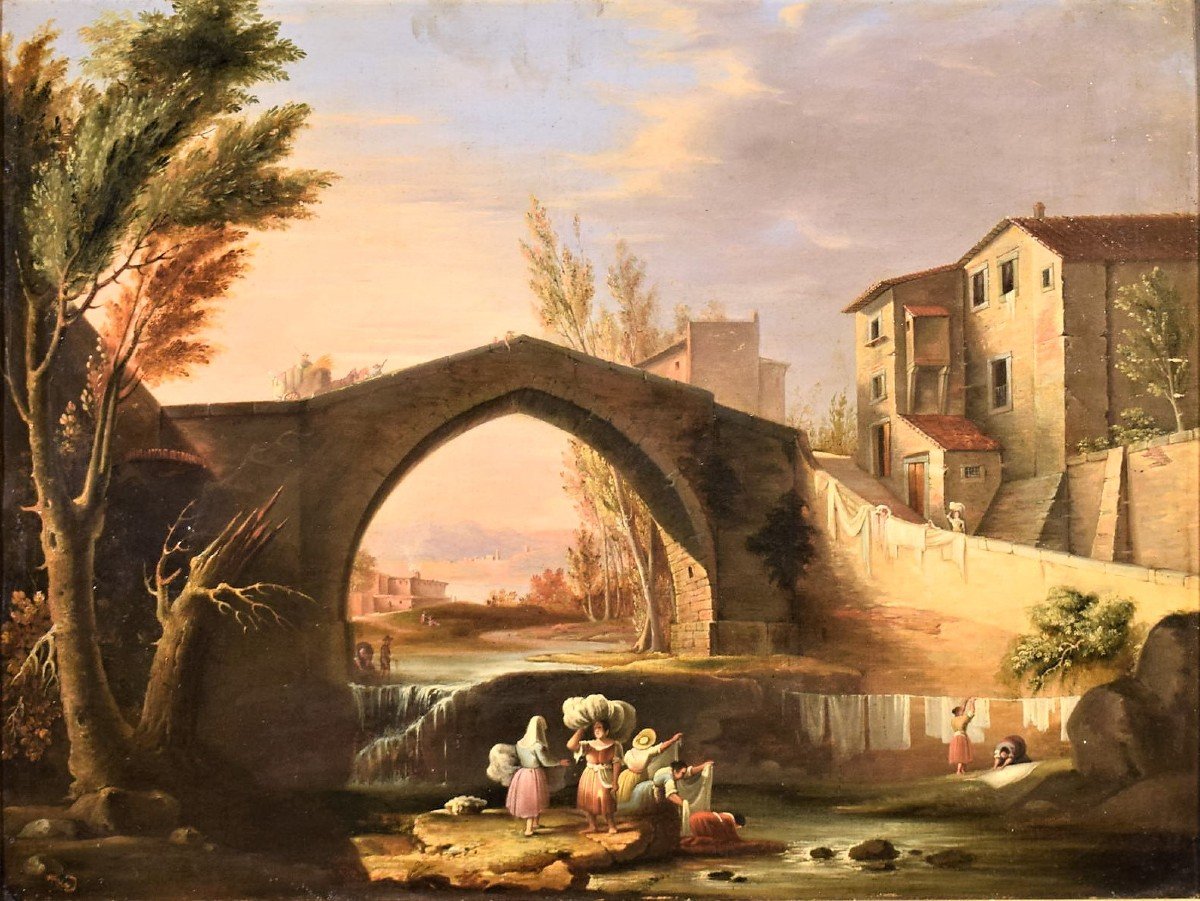 Lavandaie al fiume   Giuseppe Canella /1788 - 1847) attr.-photo-2