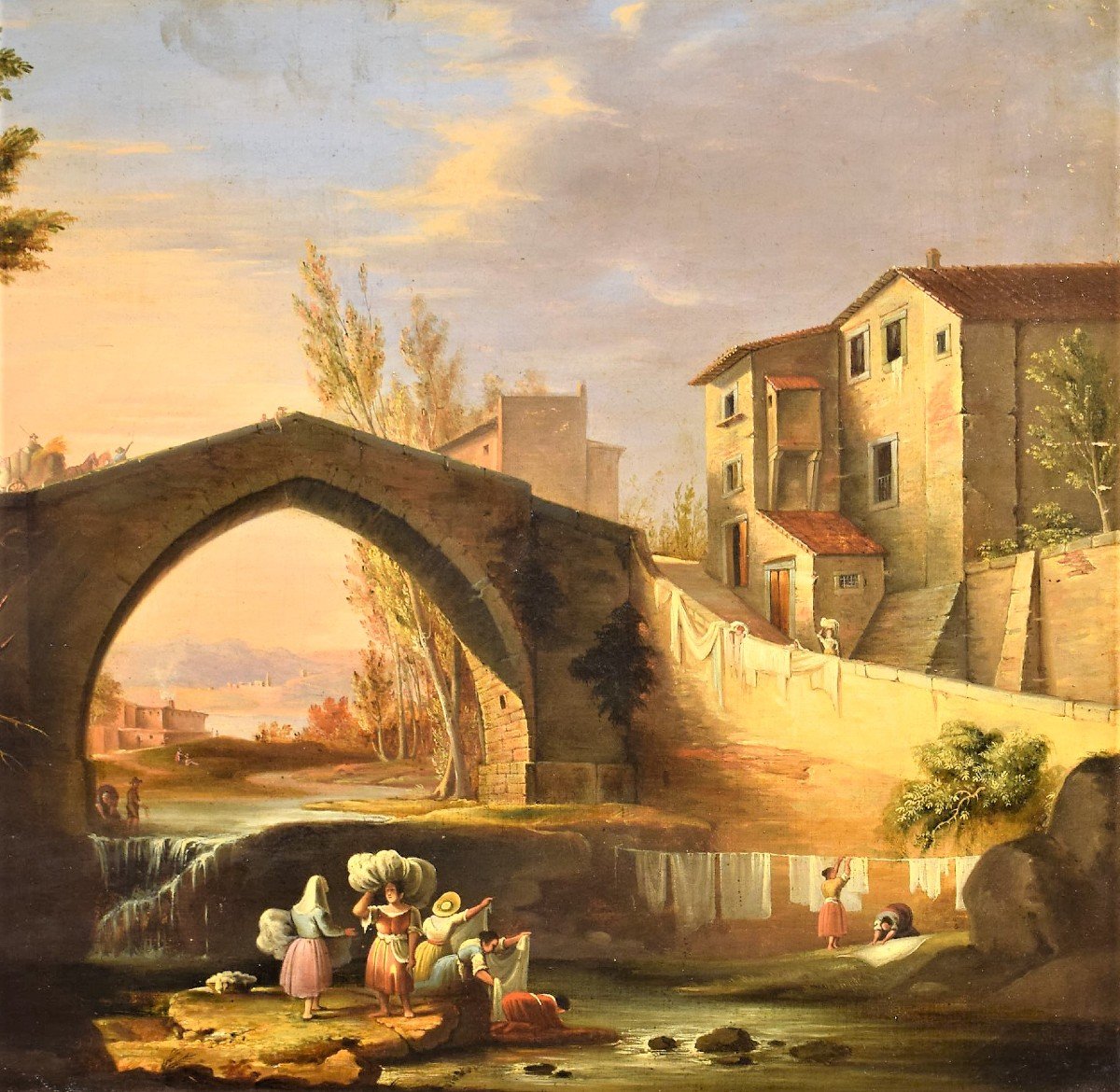 Lavandaie al fiume   Giuseppe Canella /1788 - 1847) attr.-photo-4