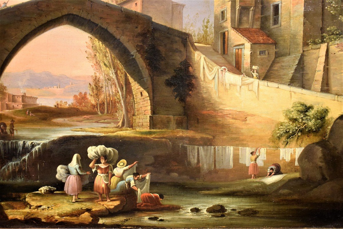 Lavandaie al fiume   Giuseppe Canella /1788 - 1847) attr.-photo-2