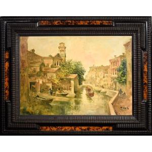 Venezia, il Rio di San Trovaso - Giuseppe Riva (Ivrea 1834 -1916)