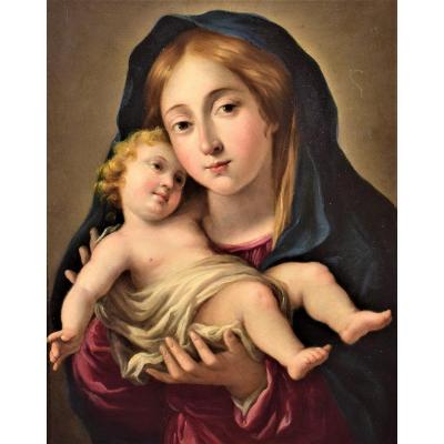 Vierge Et Enfant - Huile Sur Cuivre Italien Du  XVIIème