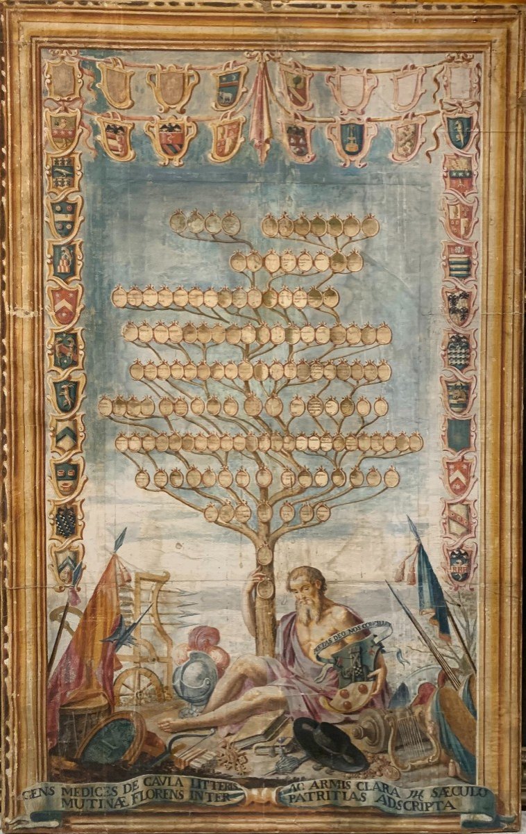 ALBERO GENEALOGICO, ACQUERELLO SU CARTA, EPOCA 1760 circa.