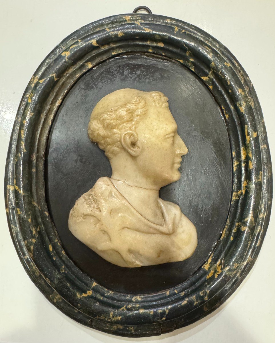Profilo di Imperatore Romano in marmo bianco - XVII Secolo-photo-3