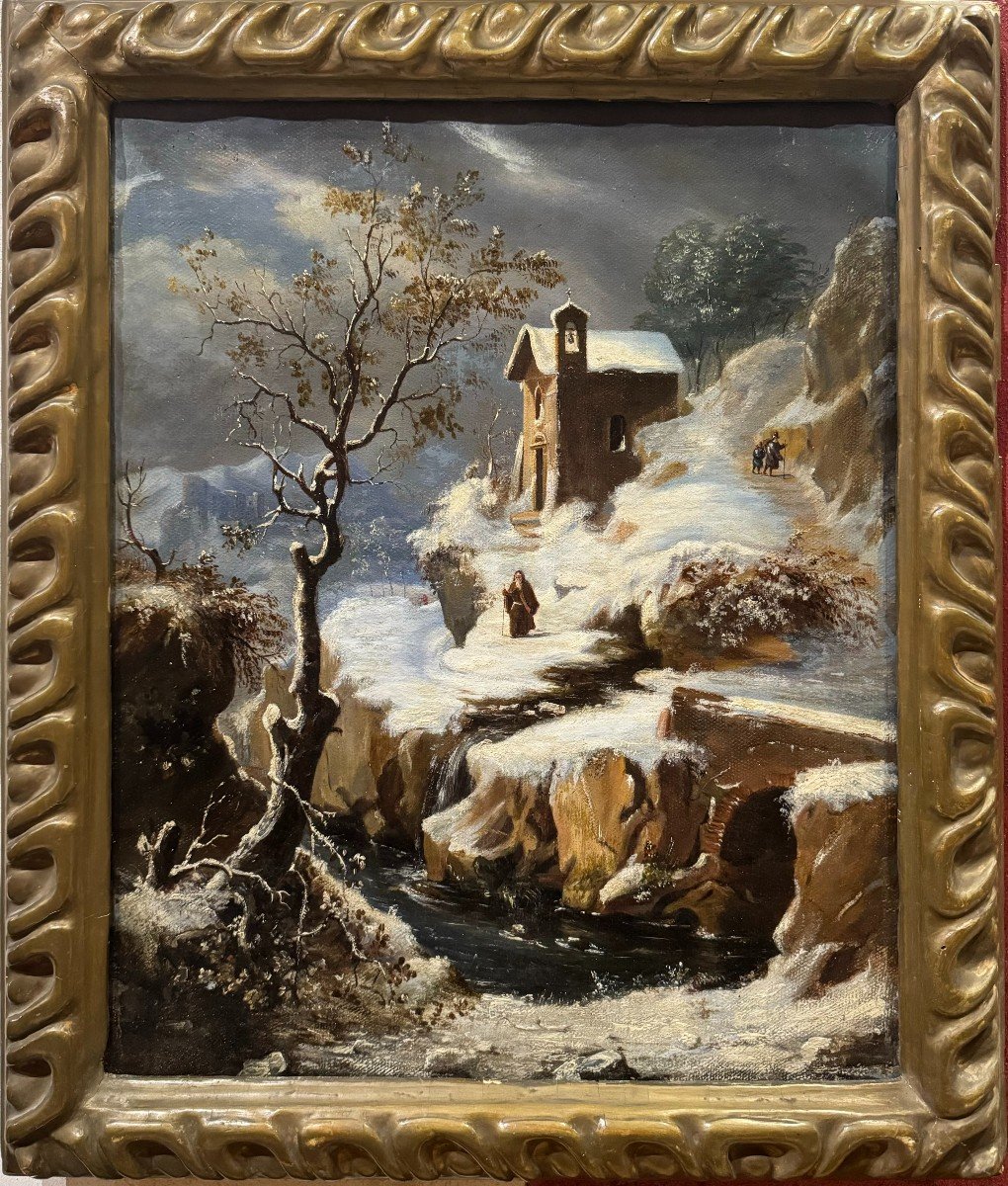 FRANCESCO FOSCHI - PAESAGGIO INNEVATO DIPINTO SU TELA-photo-2