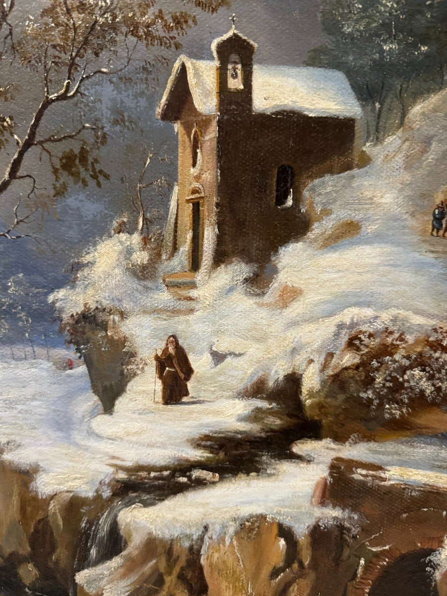 FRANCESCO FOSCHI - PAESAGGIO INNEVATO DIPINTO SU TELA-photo-3