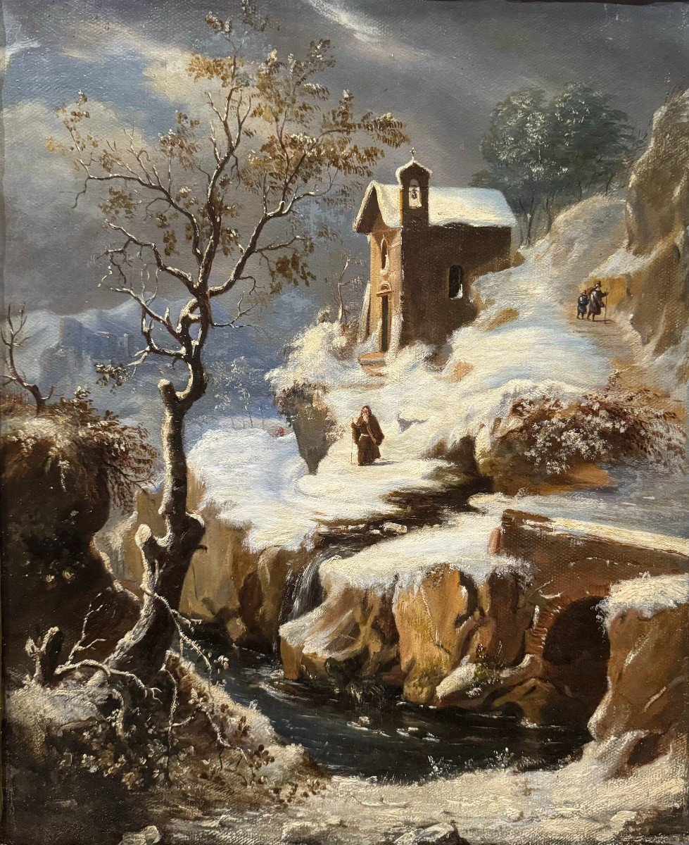 FRANCESCO FOSCHI - PAESAGGIO INNEVATO DIPINTO SU TELA