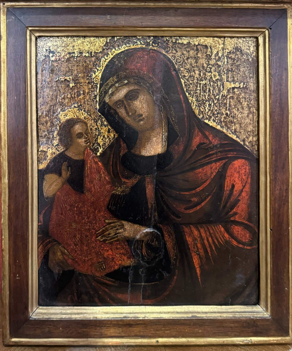 DIPINTO MADONNA COL BAMBINO, AMBITO VENETO-CRETESE XVII Secolo.