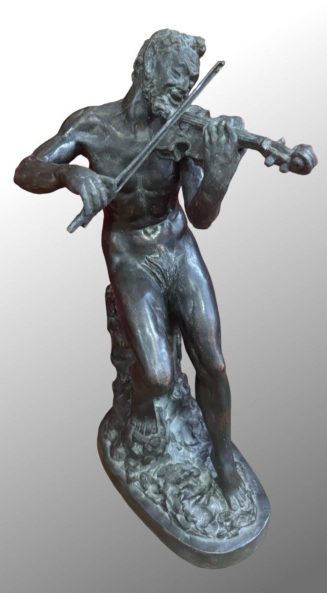 SATIRO CHE SUONA IL VIOLINO – SCULTURA IN TERRACOTTA XX Secolo