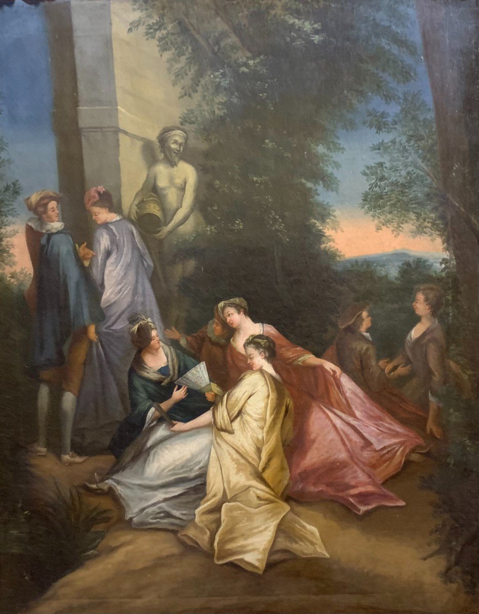 “Scena galante” olio su tela – seguace di Nicolas Lancret - Francia XVIII secolo-photo-2