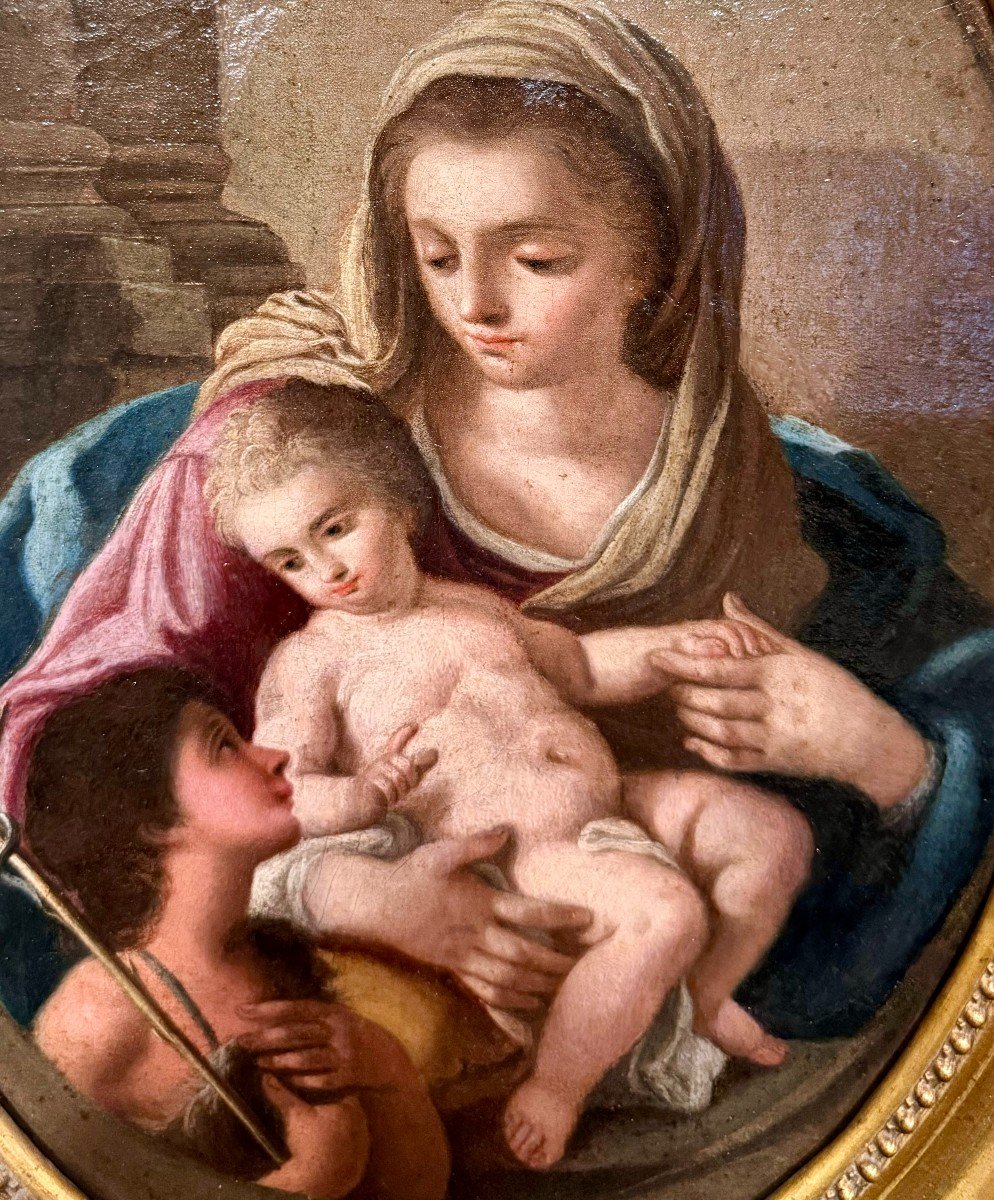 Madonna con Bambino e San Giovannino- dipinto su tela metà XVIII secolo-photo-3