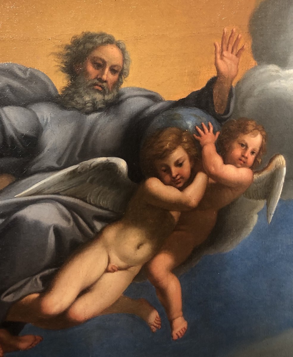 Peinture à l'huile sur toile "Baptême de Jésus" fin 18ème siècle-photo-2