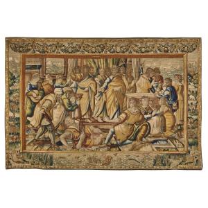 Grande arazzo raffigurante "La morte di Anania" tratto da un cartone di Raffaello