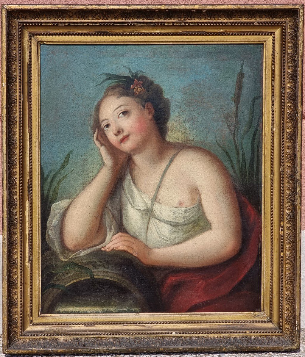 Dipinto di giovane ninfa dell'acqua del' 700