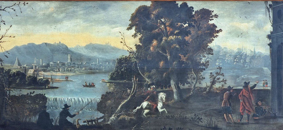 Grande dipinto paesaggio veneto XVIII secolo