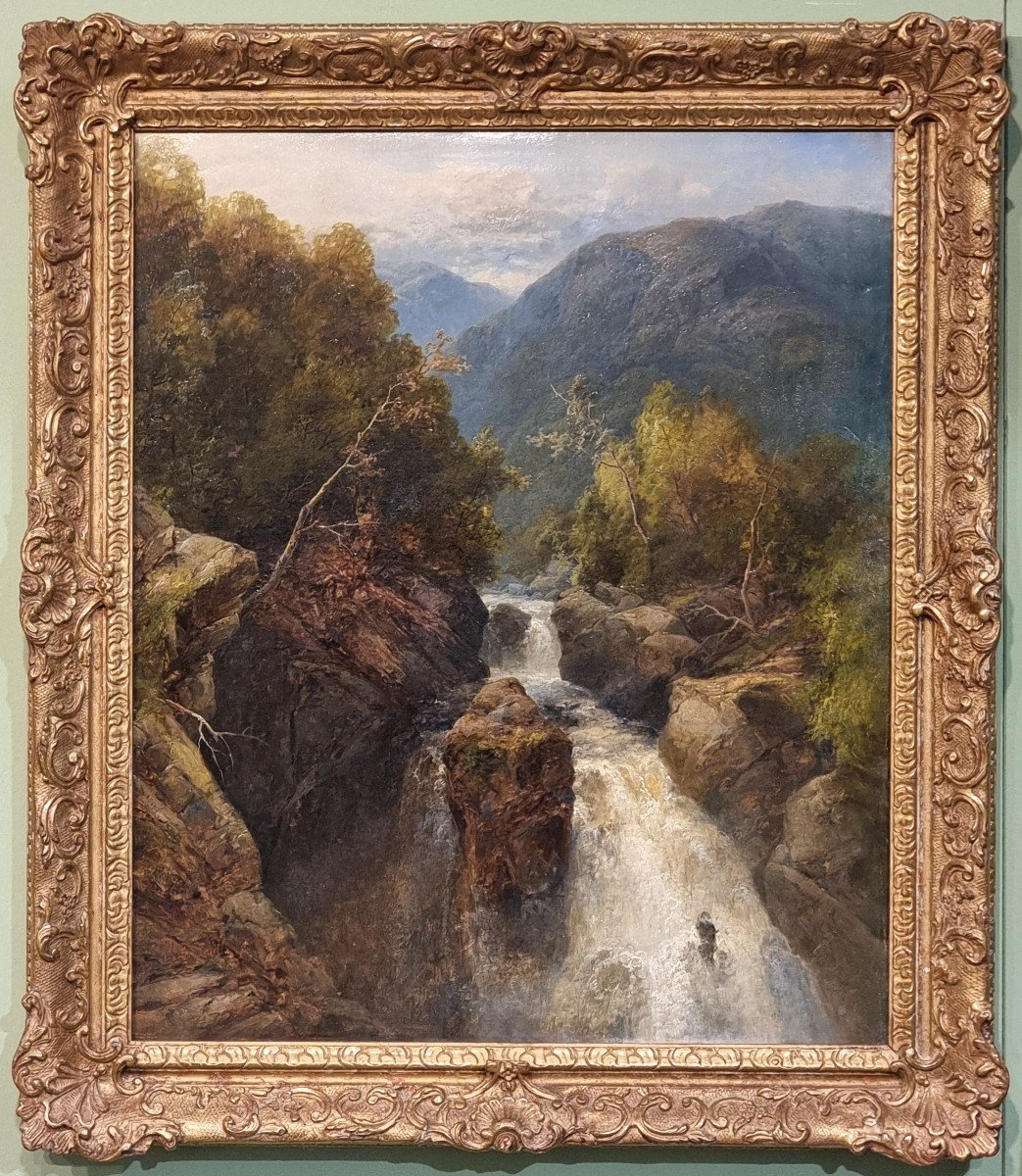 Paesaggio con cascata firmato James Burrell Smith-photo-2