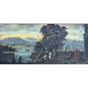 Grande dipinto paesaggio veneto XVIII secolo