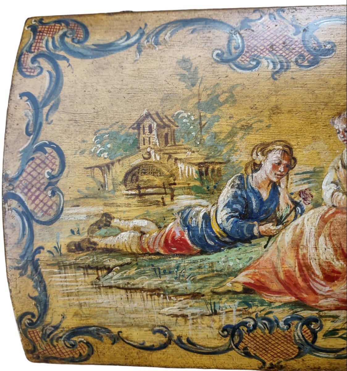 Bella scatola veneziana in legno dipinto XVIII secolo -photo-4