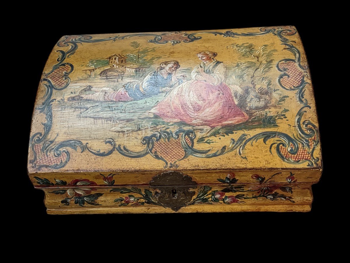Bella scatola veneziana in legno dipinto XVIII secolo -photo-2